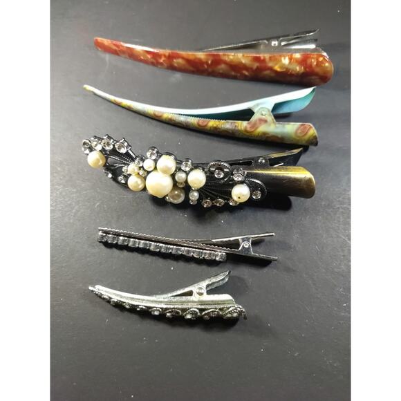 Barrettes Alligator Clips Lot Of 5 Various Sizes - Picture 2 of 8